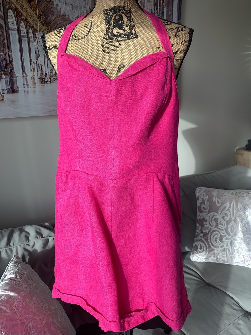 Boston Proper Hot Pink Halter Romper